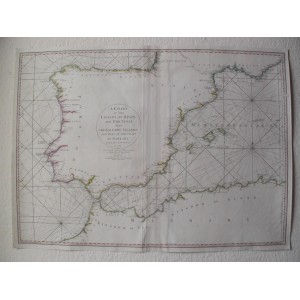 A CHART OF THE COASTS OF SPAIN AND PORTUGAL WITH THE BALEARIC ISLANDS ...