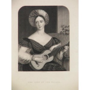 Mujer tocando una pequeña guitarra