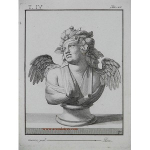 Busto con alas y corona de uvas