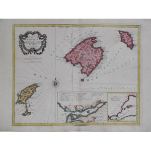 (Mapa de Mallorca, Menorca e Ibiza y plano de Mahón) Carte des Isles de Majorque, Minorque, et Yvice 