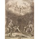 Escena mitológica. Dioses en el olimpo y personajes (Dido y Eneas??) con flauta y bastón